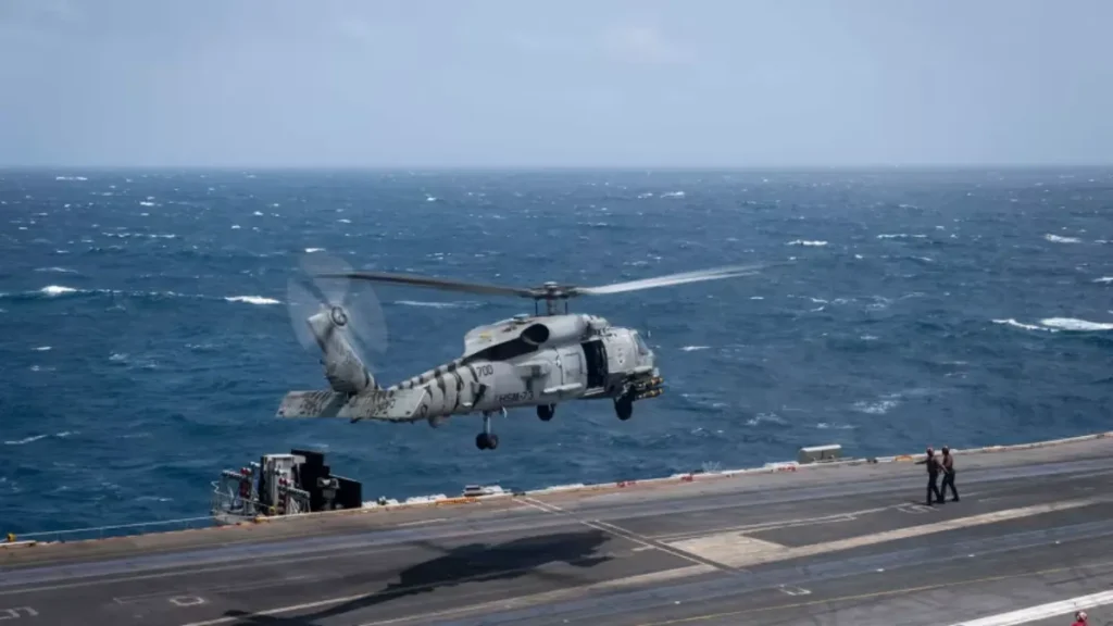 US Navy helicopter and fighter jet crash